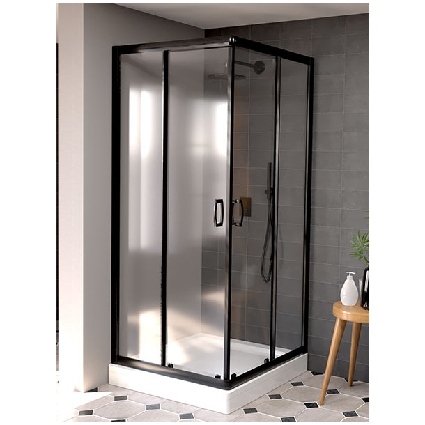 copy of SQUARE CABIN 80X80cm CLEAR SAFETY GLASS BLACK PROFILE