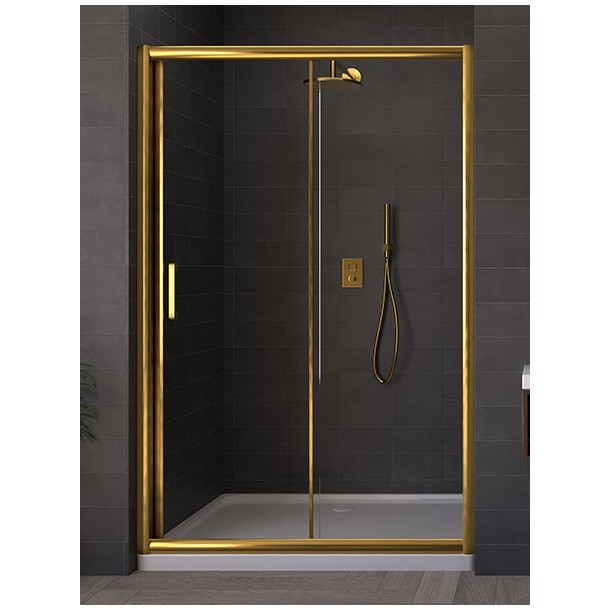 WALL to WALL CABIN 110-113cm CLEAR SAFETY GLASS- GOLD PROFILE